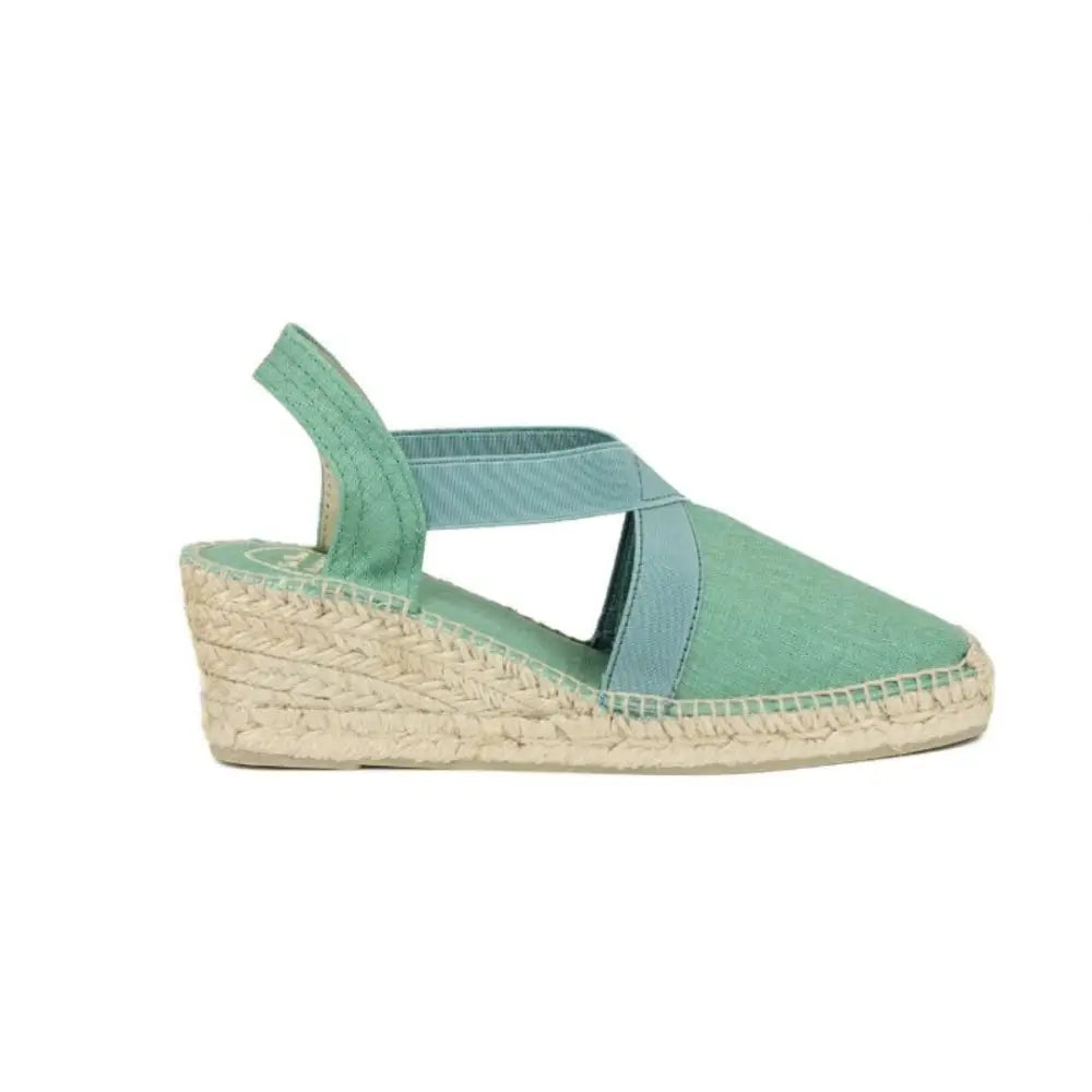 Alpargatas Verde Mint Lino Cuña 4cm - 38 - Alpargatas