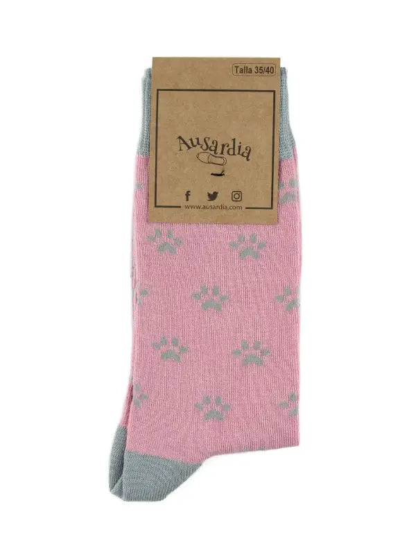 Calcetines Huellas Rosa - Regalo original para amantes de perros y mascotas, fabricados en España