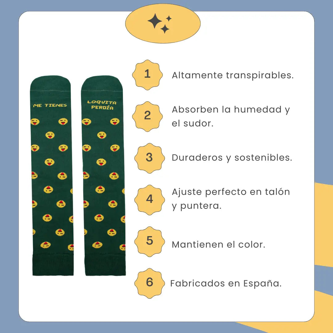 Calcetines Me Tienes Loquita Perdía - Fabricados en España, algodón OEKO-TEX