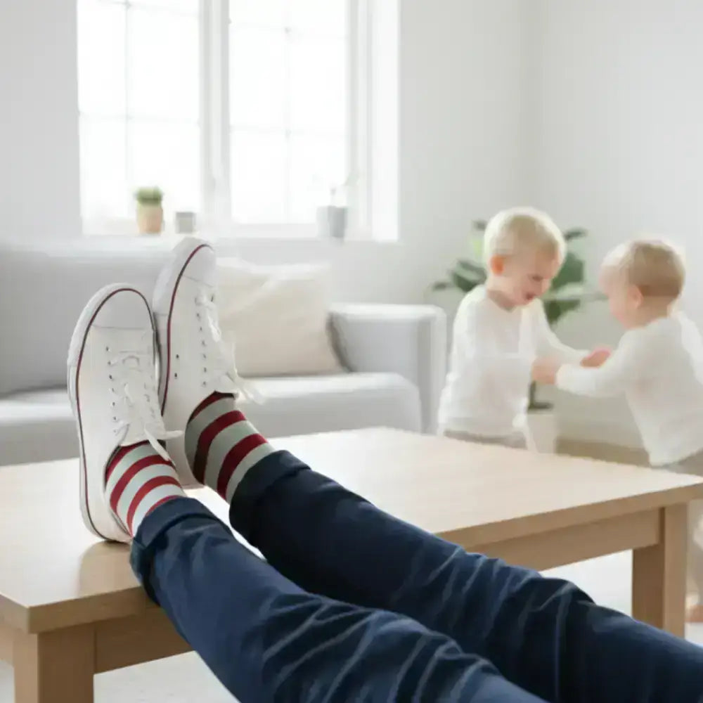 Calcetines divertidos para padres. Calcetines divertidos Súper Papá con diseño de rayas