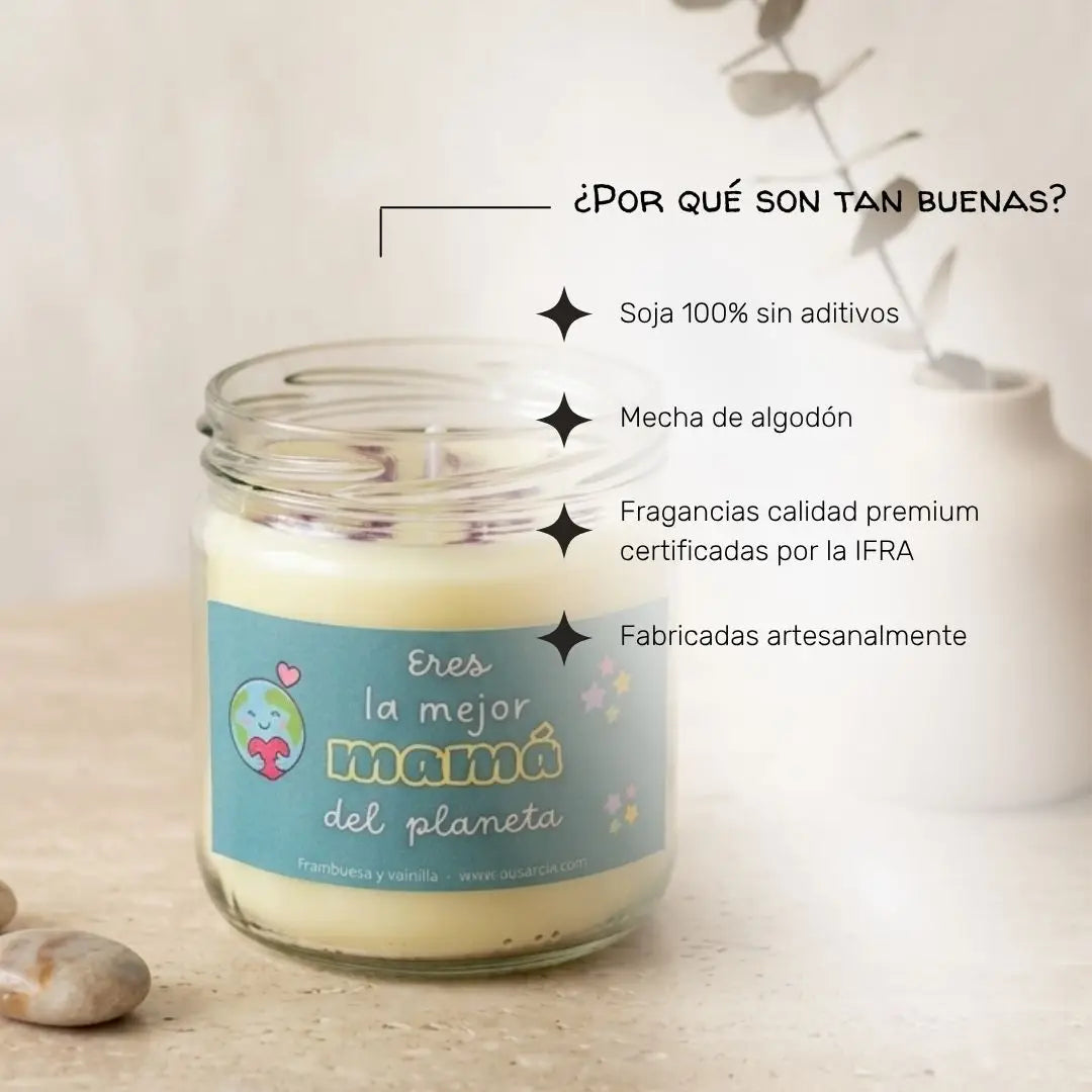 Vela artesanal "Eres La Mejor Mamá Del Planeta" – regalo especial para mamá | Ausardia
