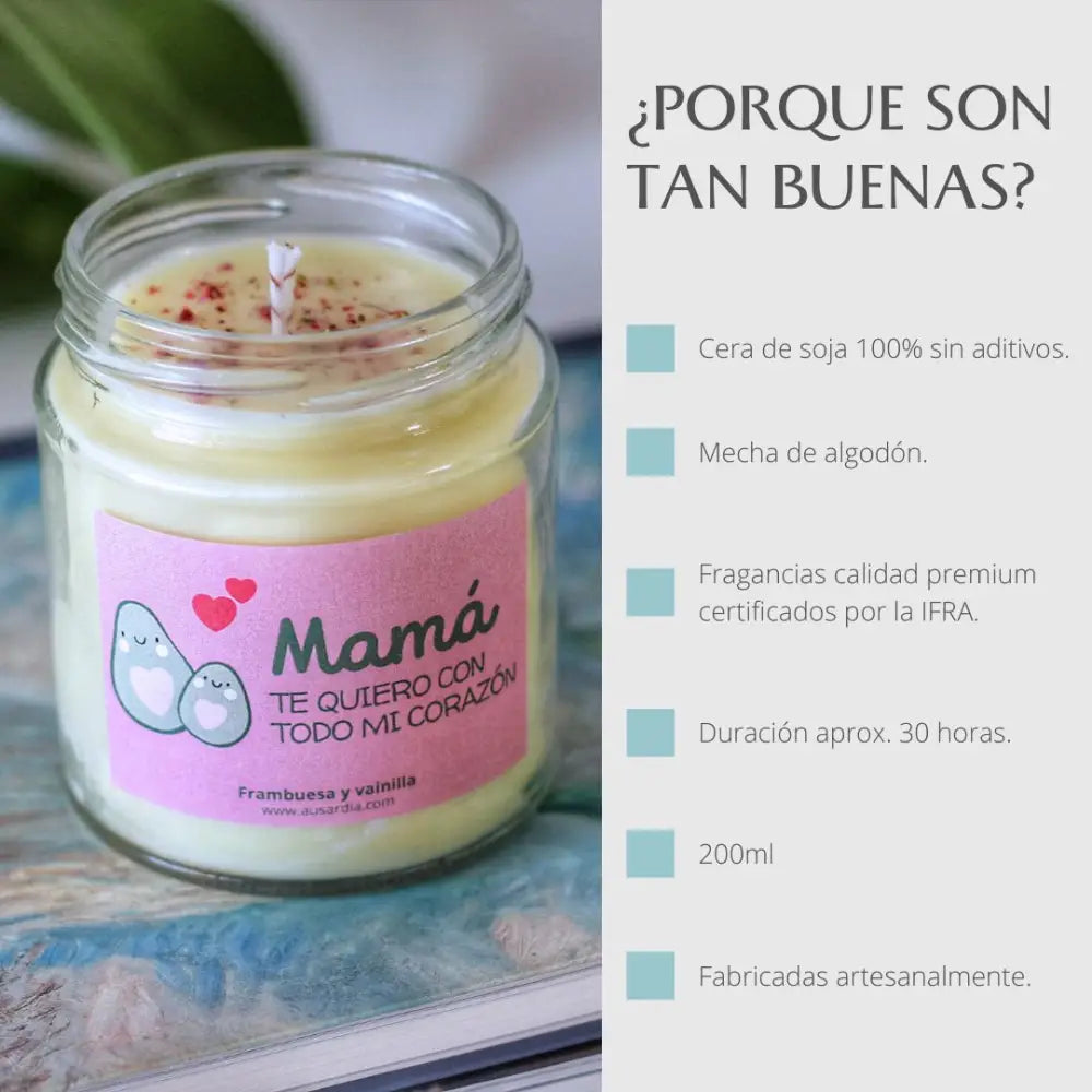VELA ’MAMÁ TE QUIERO CON TODO MI CORAZÓN’ - Velas