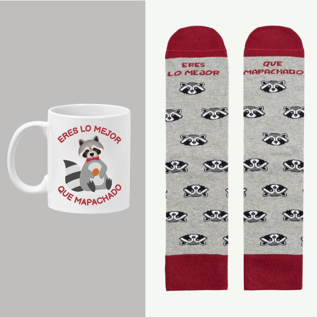 SET TAZA CALCETINES MAPACHES