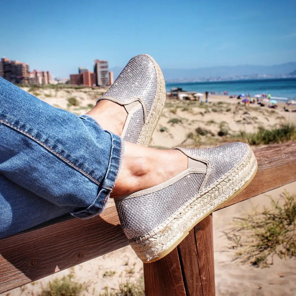 Alpargatas Fonda Platino Cuña 3cm - 37 - Alpargatas