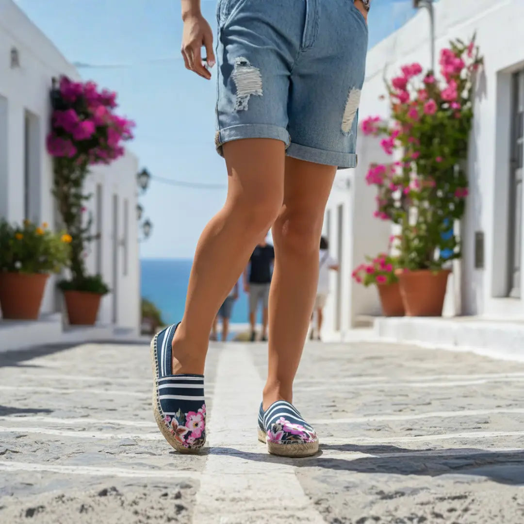 Alpargatas Creta Rayas Flores - Alpargatas