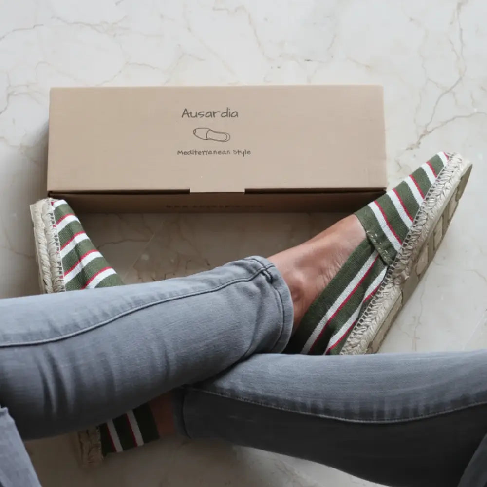 Alpargatas Jávea Verde Oliva Rayas - 36 - Alpargatas