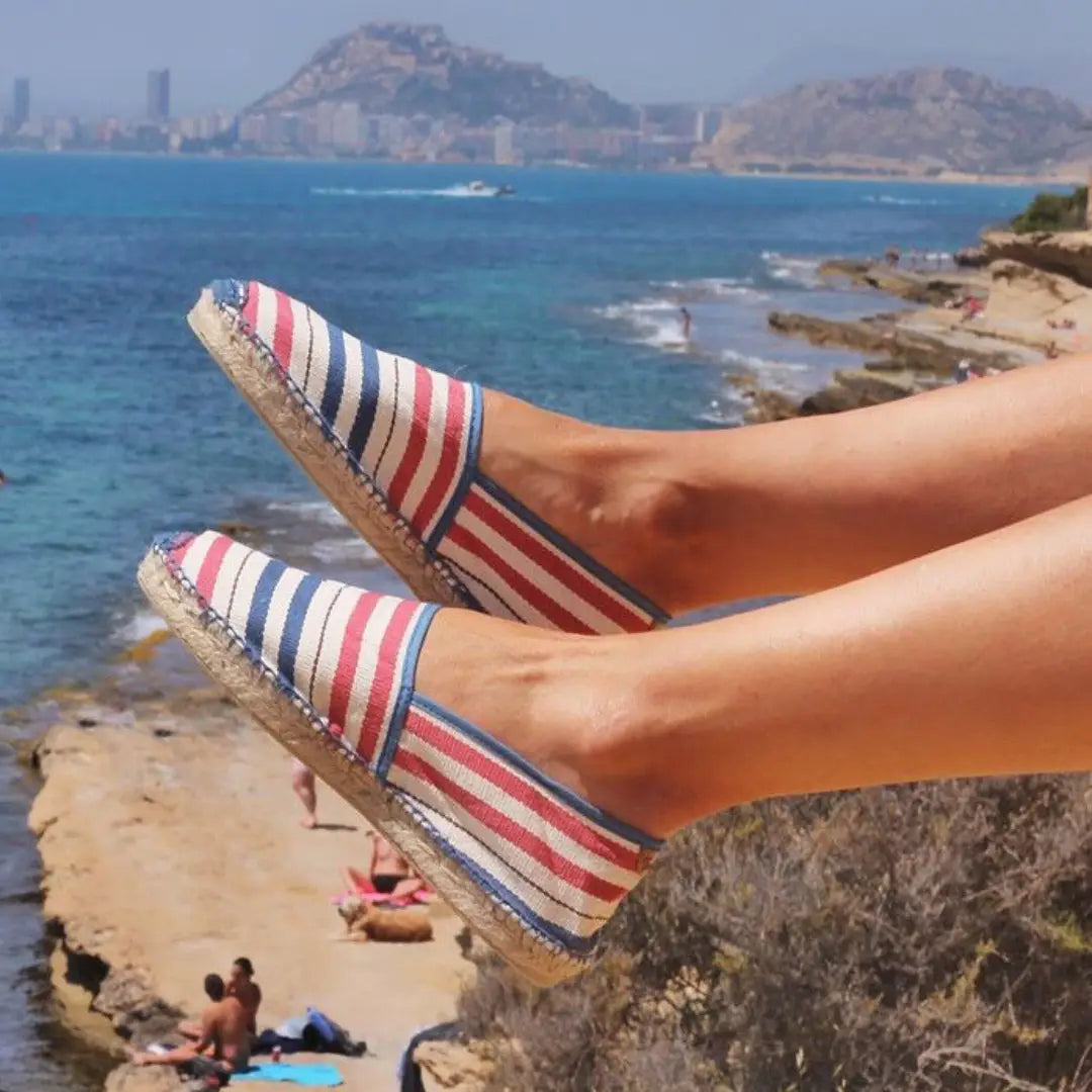 Alpargatas Menorca Rayas Azul Coral - Alpargatas