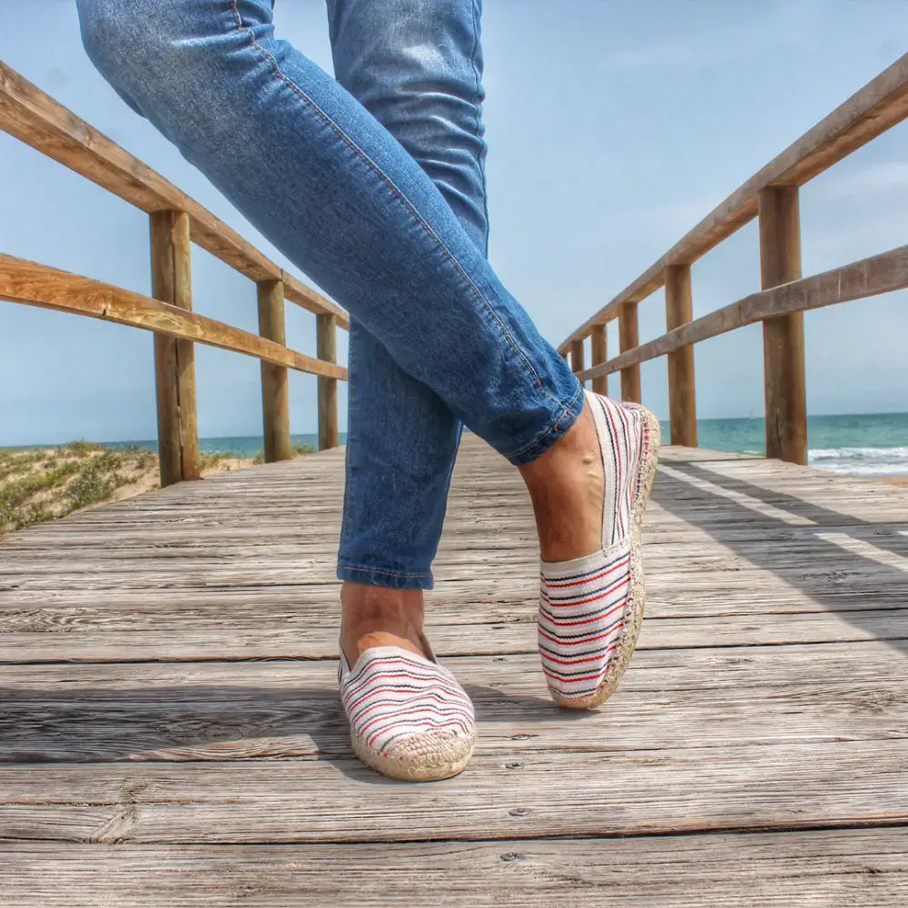 Alpargatas Mykonos Rayas Azul Rojo - Alpargatas