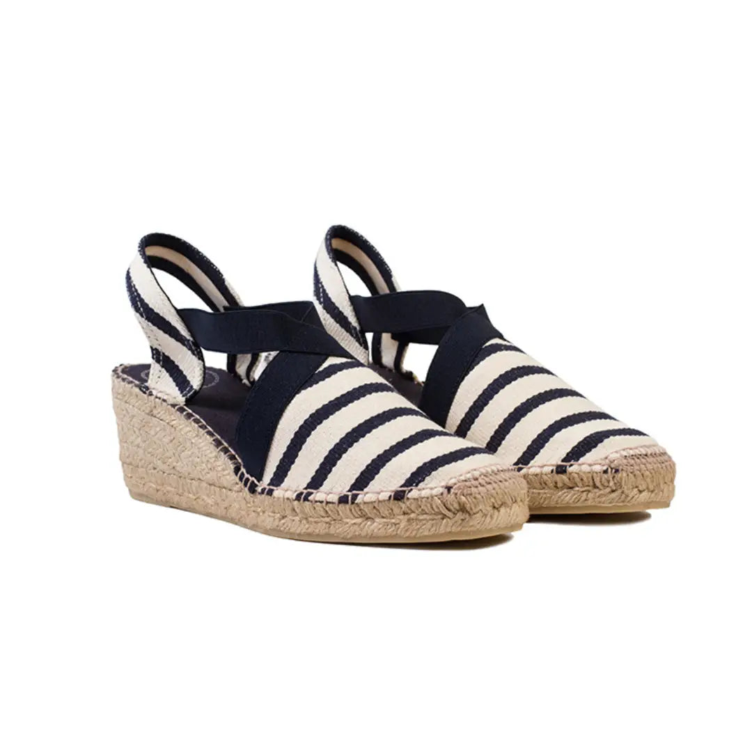 Alpargatas Tarbes Marino rayas azul cuña 4cm suela yute – espadrilles artesanales fabricadas en España Ausardia