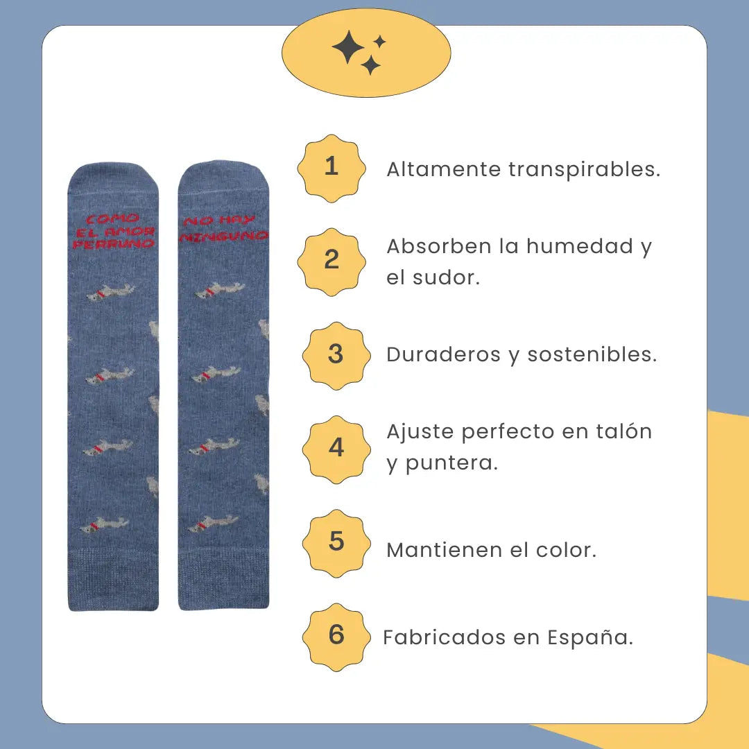 Calcetines Amor Perruno - Algodón OEKO-TEX 80%, hipoalergénicos