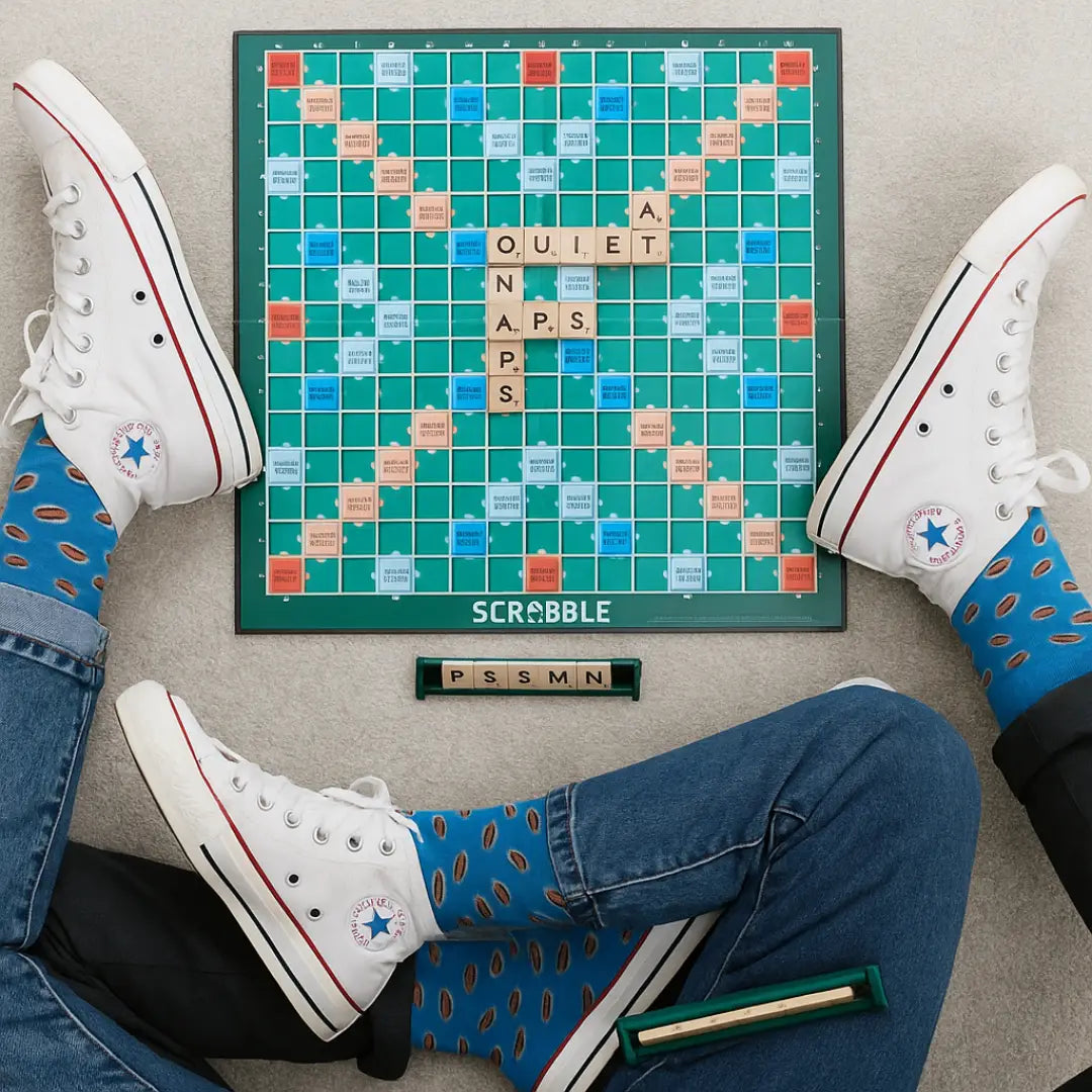 Calcetines Contigo Lo Paso Pipa - Vista principal azul con diseño de pipas, fabricados en España