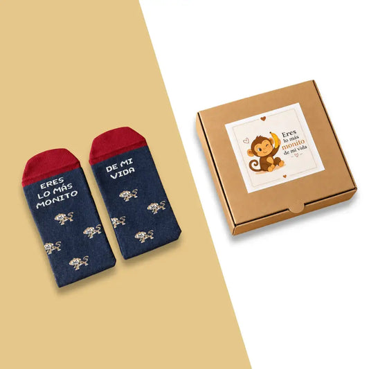 Calcetines regalo Eres lo más monito de mi vida en caja kraft con papel de seda – Ausardia