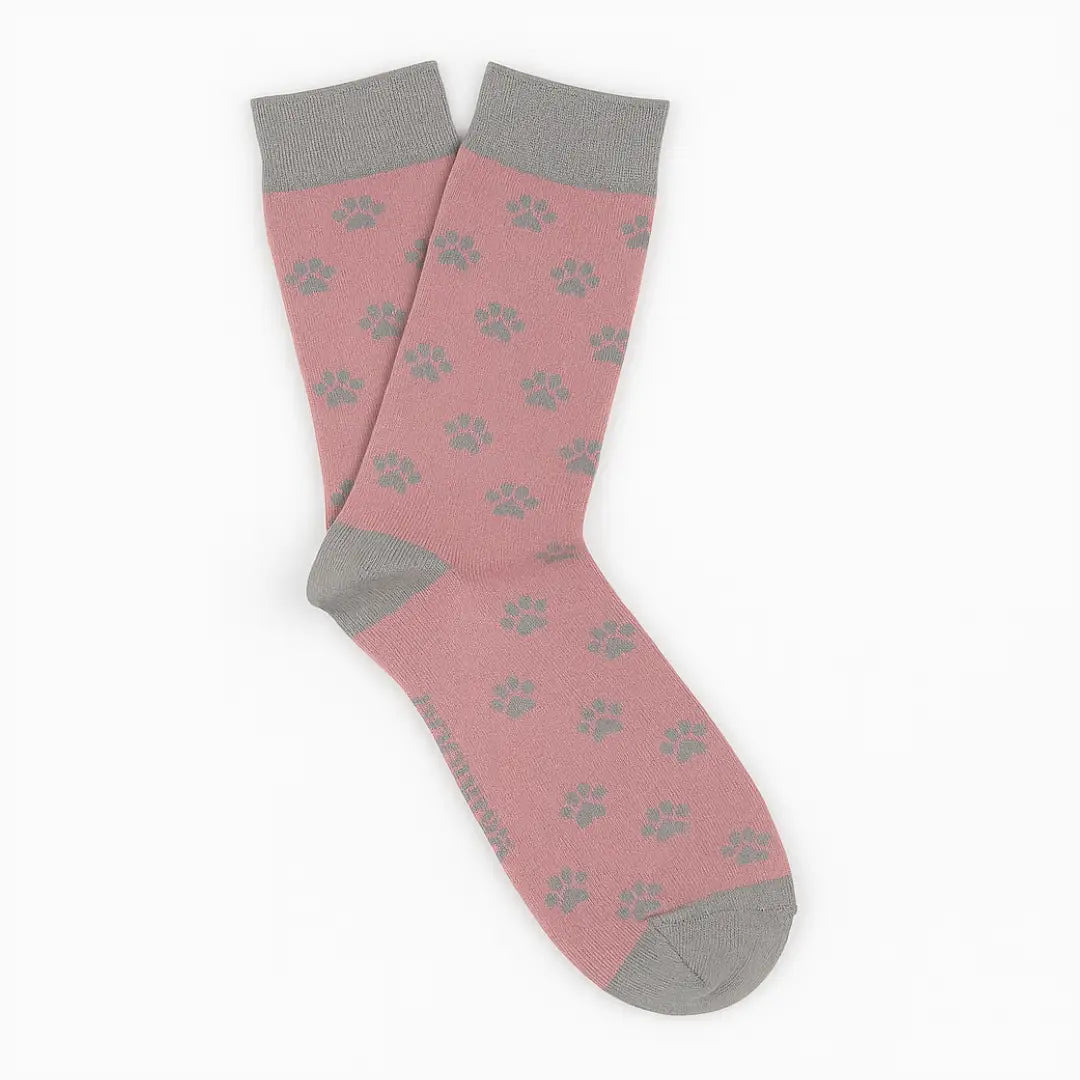 Calcetines Huellas Rosa - Detalle estampado huellas, algodón OEKO-TEX 80%