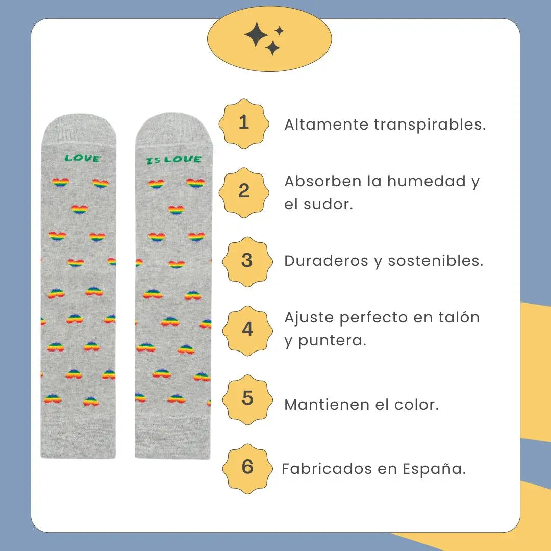 Calcetines Love Is Love - Algodón OEKO-TEX 80%, hipoalergénicos