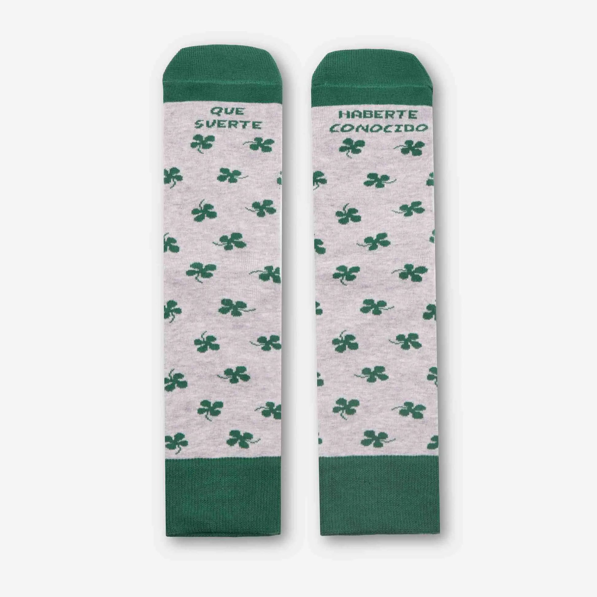 Calcetines Qué Suerte Haberte Conocido - Diseño tréboles de la suerte
