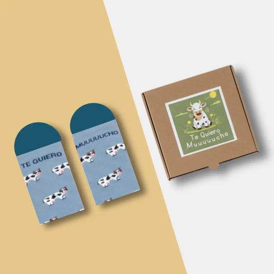 Calcetines con mensaje "Te quiero muuuuucho" con caja regalo – regalo original parejas Ausardia