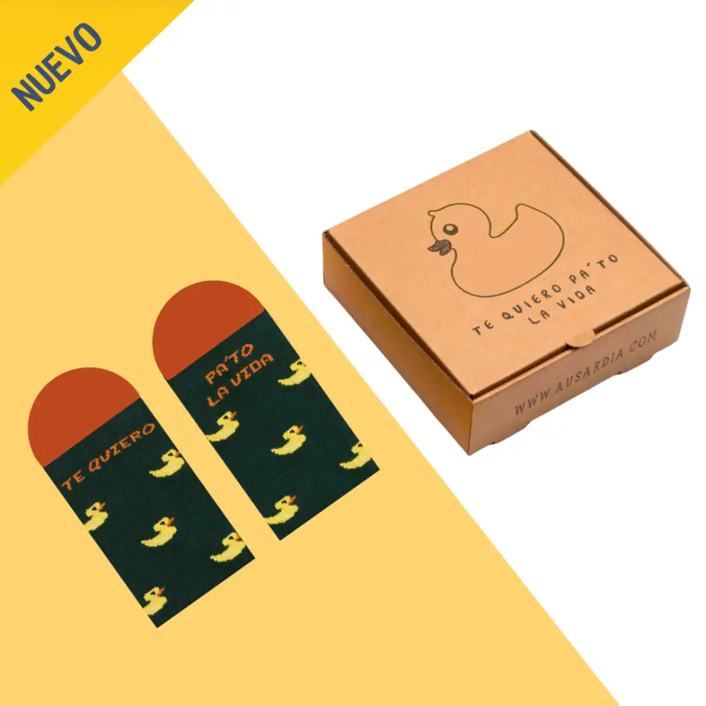 Calcetines verdes Te Quiero Pa'to la Vida con patos - Regalo parejas

