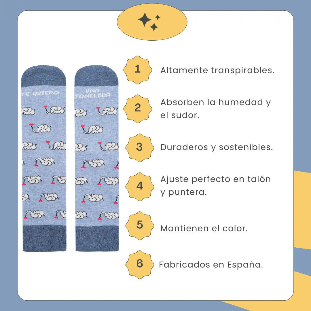 Calcetines Te Quiero Una Tonelada - Fabricados en España, algodón OEKO-TEX