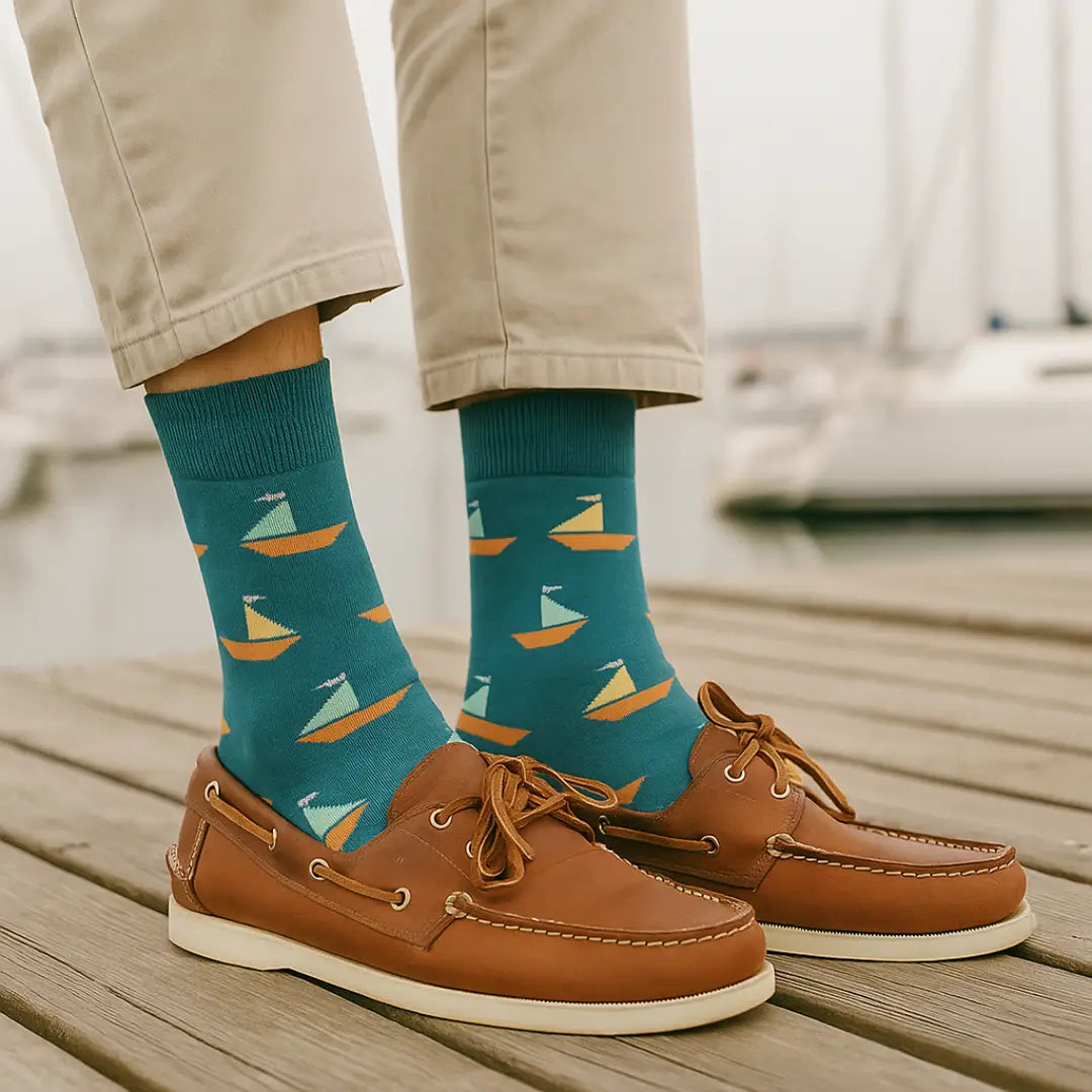 Calcetines Veleros Azul - Vista principal con diseño náutico de veleros