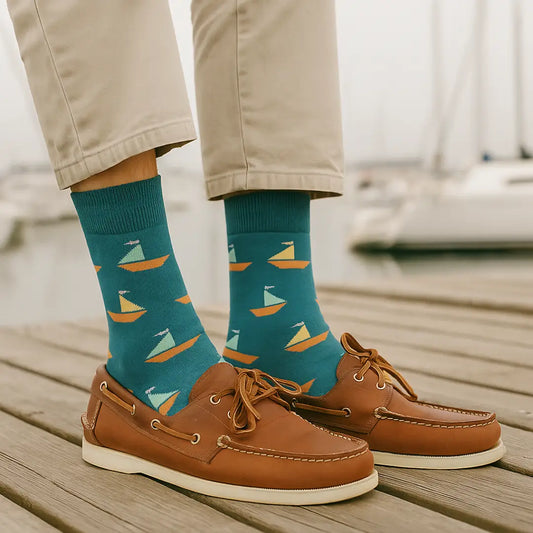 Calcetines Veleros Azul - Vista principal con diseño náutico de veleros