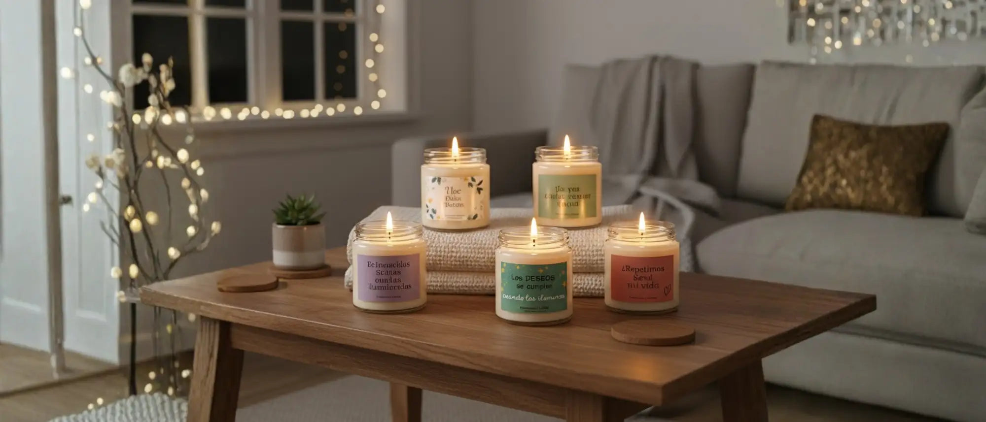 Colección de velas aromáticas de soja con mensaje hechas a mano en España - AUSARDIA
