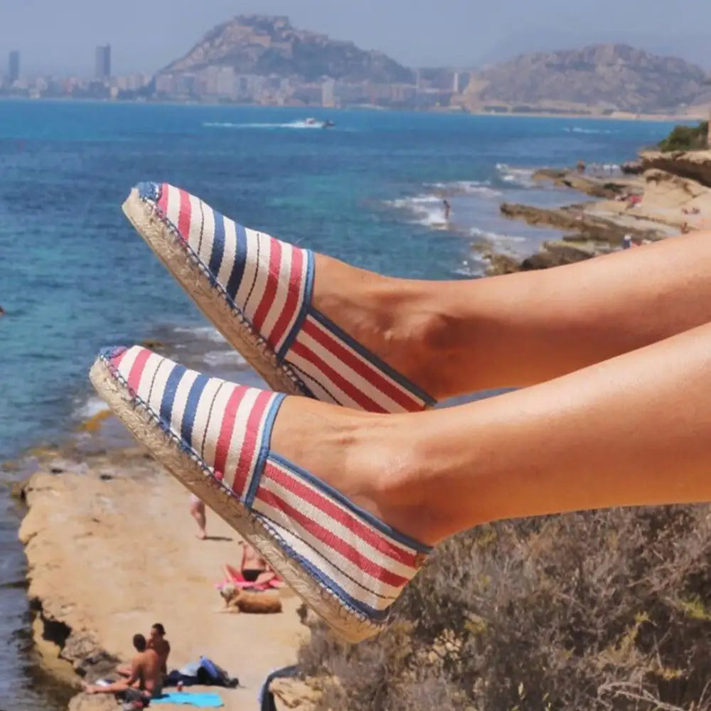 Alpargatas Menorca Rayas Azul Coral - Alpargatas