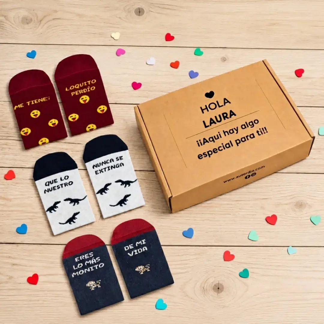Pack calcetines Cómplices 3 pares con caja kraft regalo pareja Ausardia