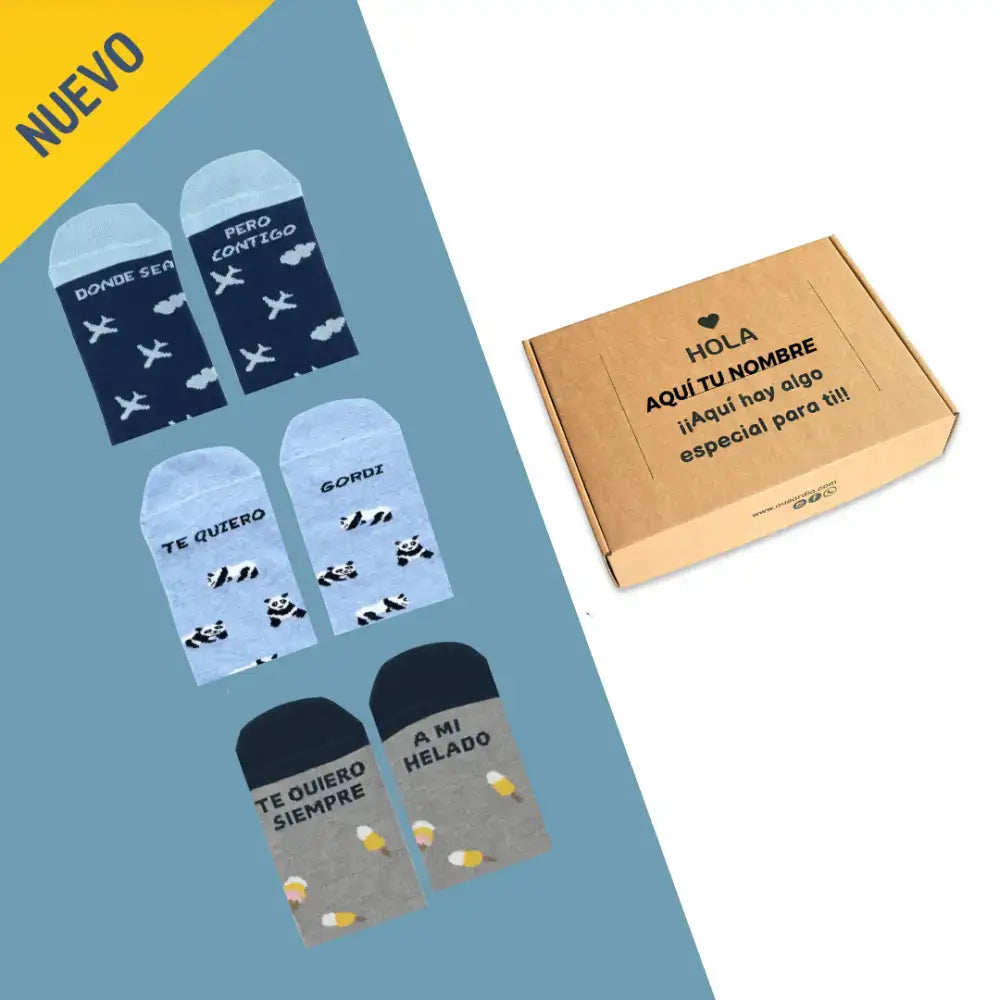 Pack calcetines divertidos con mensaje 'Juntxs' - Regalo original para parejas