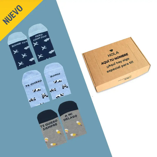 Pack calcetines divertidos con mensaje 'Juntxs' - Regalo original para parejas