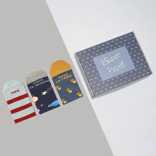 Pack Calcetines Súper Papá - 3 Pares con Mensaje Original - 41/46 - Calcetines