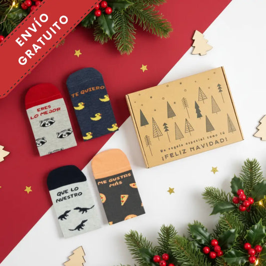 Pack Feliz Navidad - 4 Pares de Calcetines Originales - Calcetines