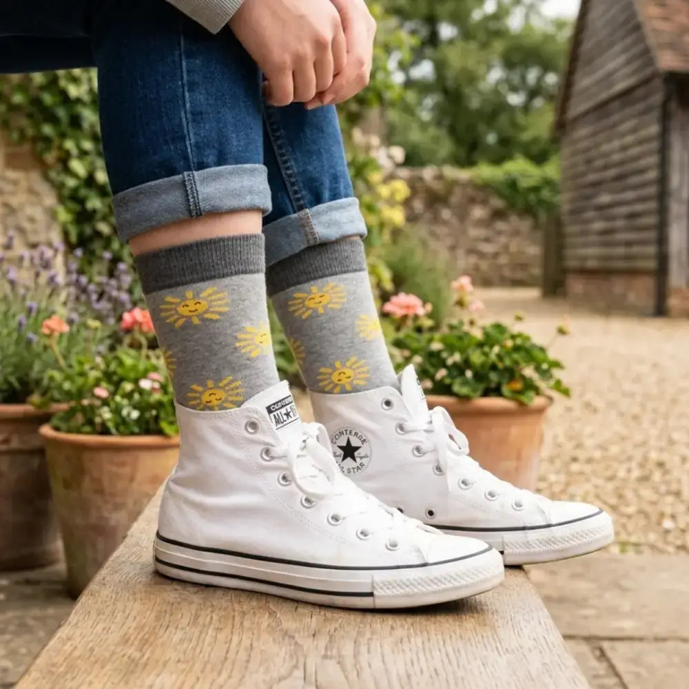 Calcetines con mensaje "Mamá eres un solete" diseño soles – regalo Día de la Madre Ausardia