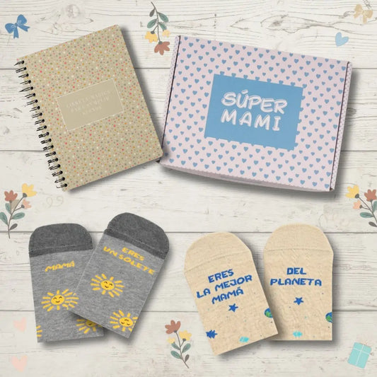 Pack Mejor Mamá - Regalo Día de la Madre con Calcetines y Libreta - 35/40 - Calcetines