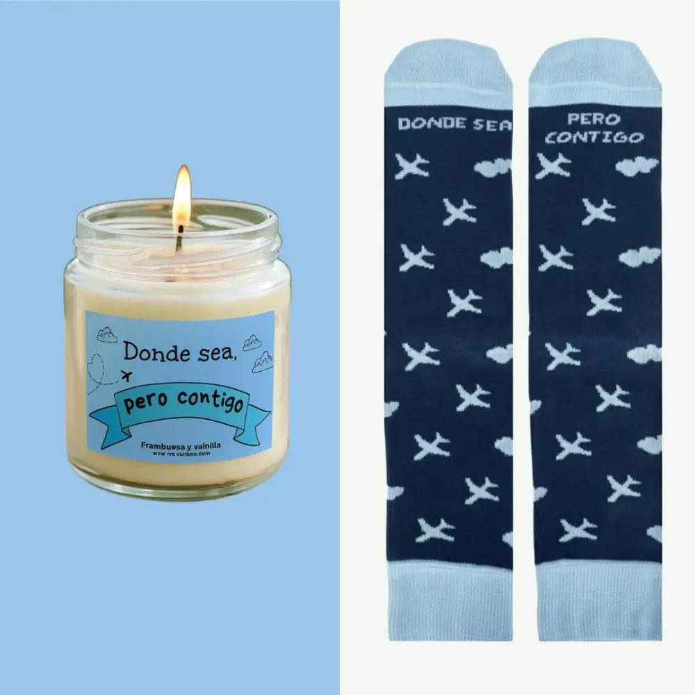 Calcetines con mensaje y vela con mensaje. Regalo divertido para parejas