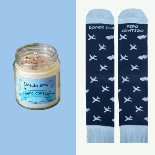 Calcetines con mensaje y vela con mensaje. Regalo divertido para parejas