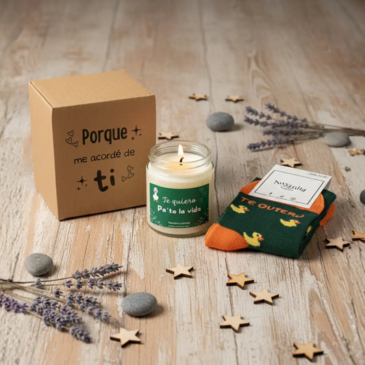 Pack regalo velas y calcetines Te Quiero Pa'to la Vida - Vista principal - Ausardia