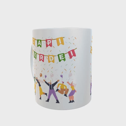Vídeo taza cerámica Feliz Cumple, regalo de cumpleaños original fabricado en España - Ausardia