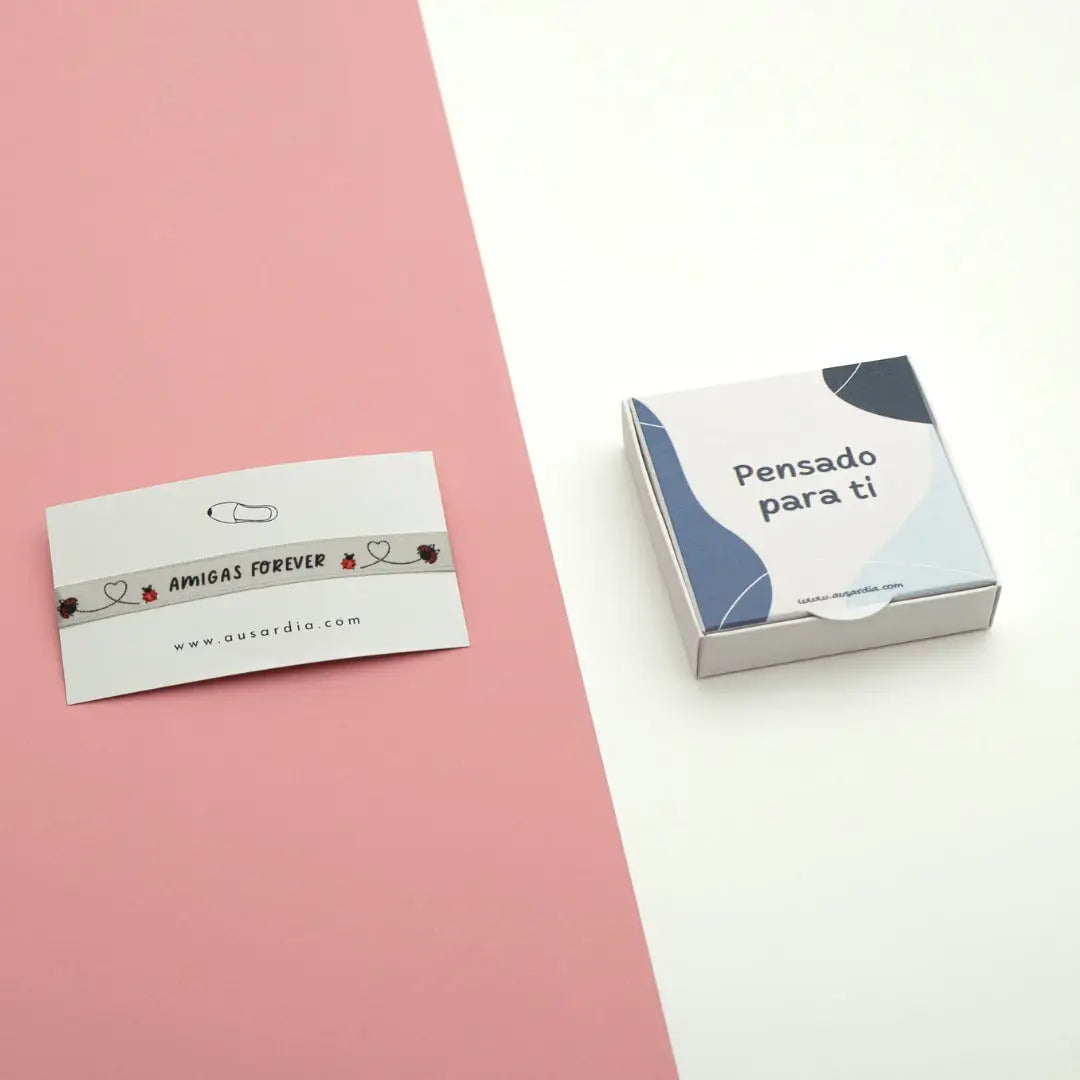 Pulsera Amigas Forever – satén con mariquitas regalo mejores amigas