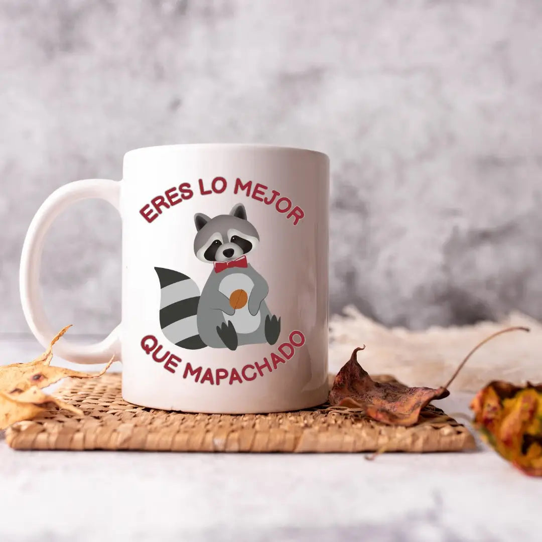Detalle set Mapachado taza y calcetines regalo original mujer fabricado en España - Ausardia