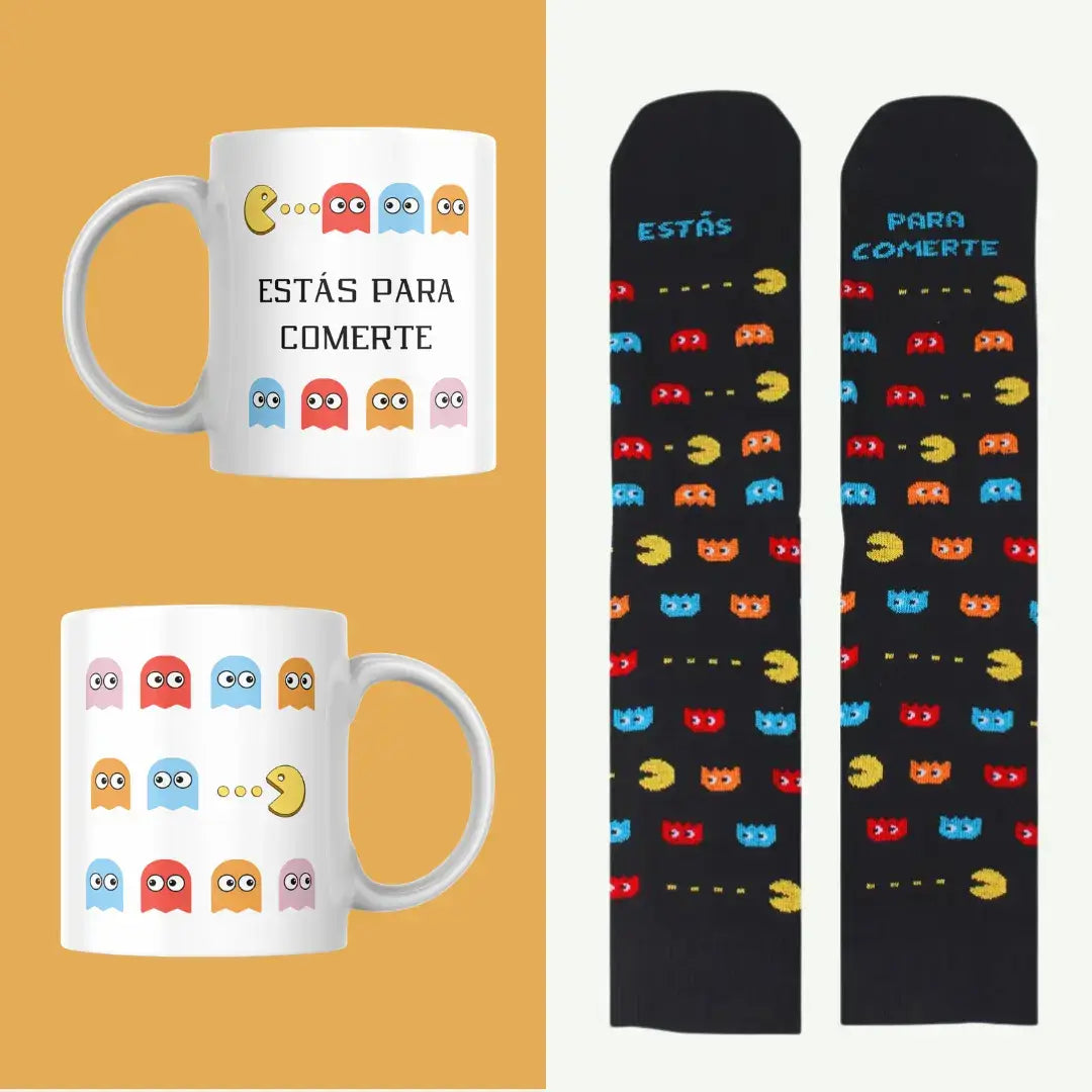 Set regalo parejas taza cerámica 350ml y calcetines comecocos Estás para comerte Ausardia