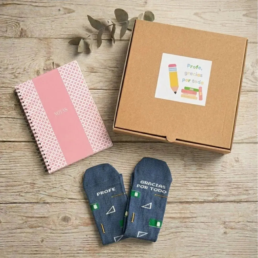 Set Calcetines y Cuaderno Gracias Profe - Vista principal, regalo original para profesores - AUSARDIA