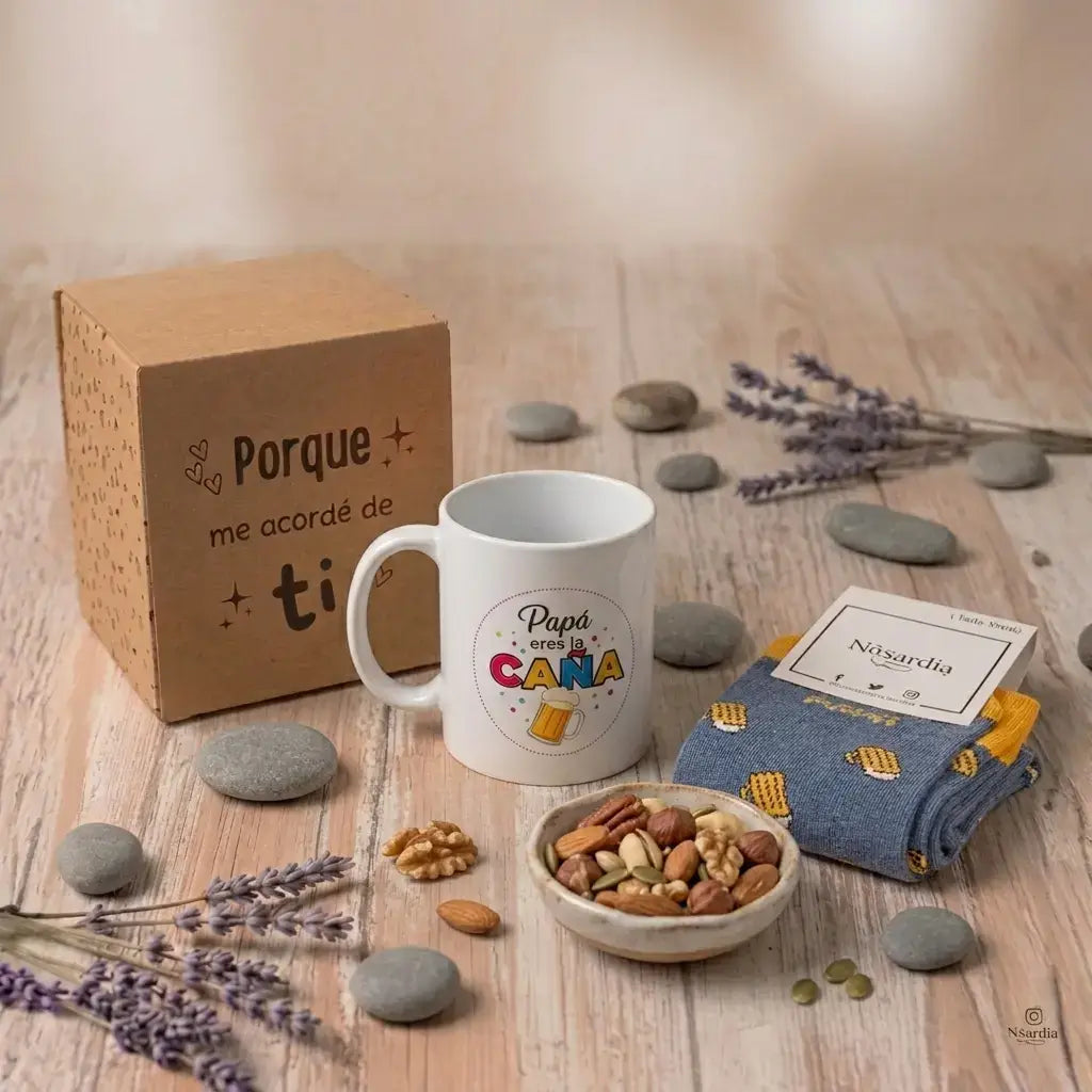 Set regalo Día del Padre taza y calcetines Papá Eres la Caña en caja presentación - Ausardia