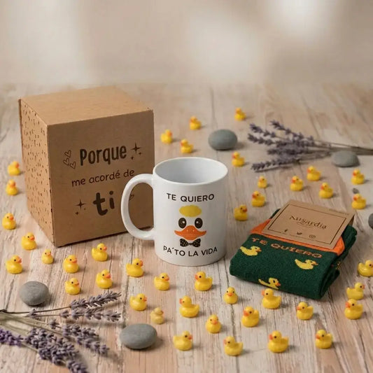 Caja regalo set taza y calcetines - presentación lista para regalar - Ausardia