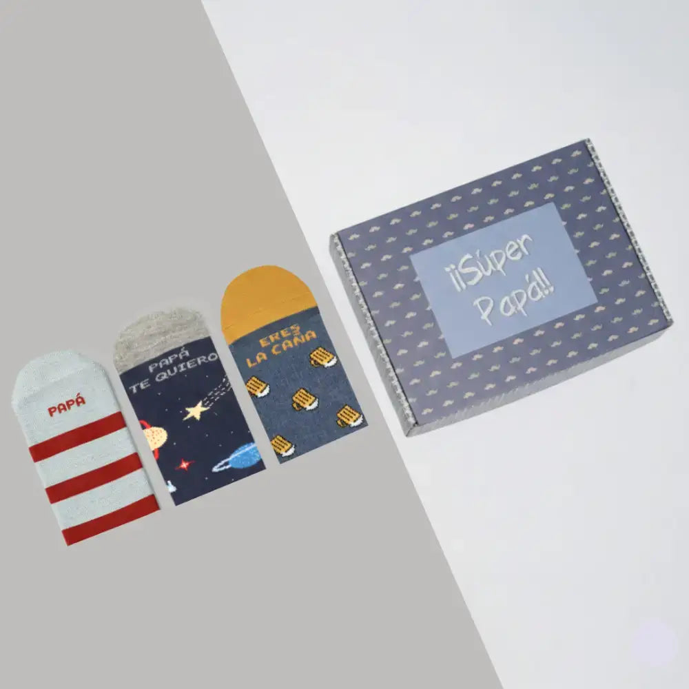 Pack Calcetines Súper Papá - 3 Pares con Mensaje Original - 41/46 - Calcetines