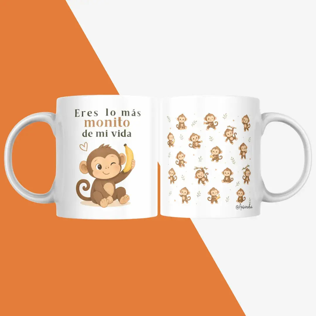 Taza de cerámica blanca con mensaje Eres Lo Más Monito De Mi Vida, fabricada en España, incluye caja kraft