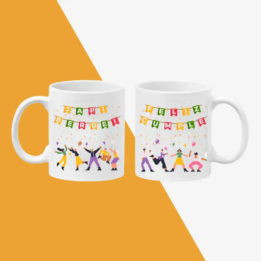 Taza cerámica Feliz Cumple, regalo de cumpleaños original fabricado en España