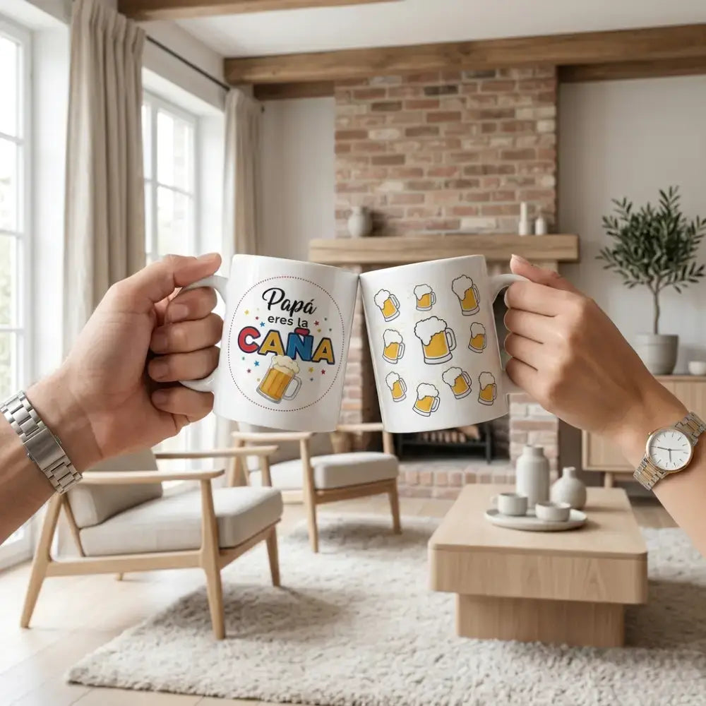 Set Día del Padre - Taza y Calcetines Papá Eres la Caña Regalo Completo - Talla 41/46 - Calcetines