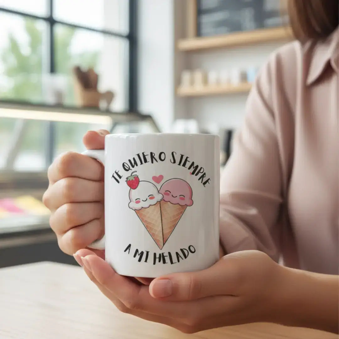 Taza Te Quiero Siempre A Mi Helado – cerámica 350 ml regalo parejas