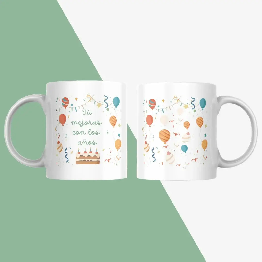 Taza de cerámica con mensaje Tú Mejoras Con Los Años – Regalo original de cumpleaños – Ausardia
