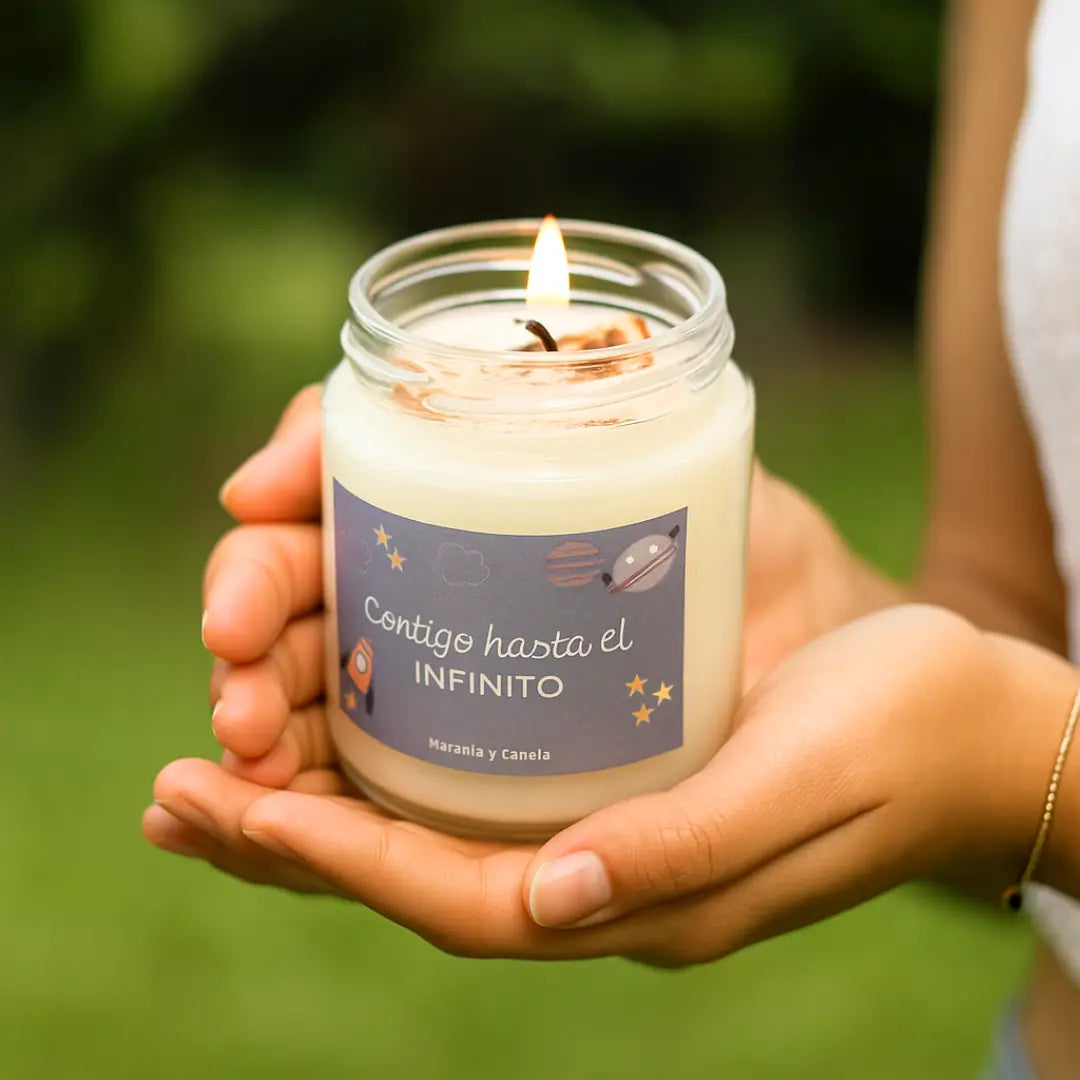 Vela aromática Contigo Hasta El Infinito – cera de soja regalo romántico parejas